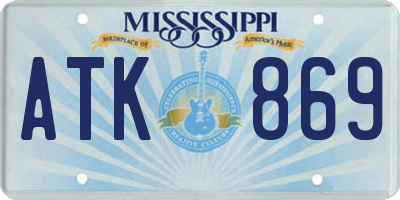 MS license plate ATK869