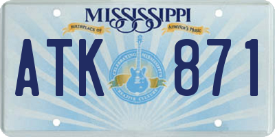 MS license plate ATK871