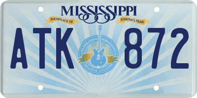 MS license plate ATK872