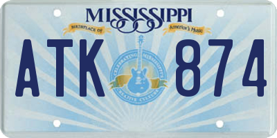 MS license plate ATK874