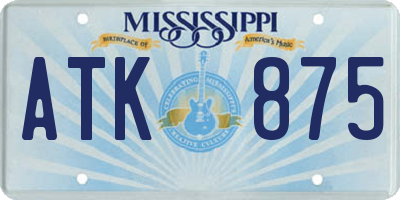 MS license plate ATK875
