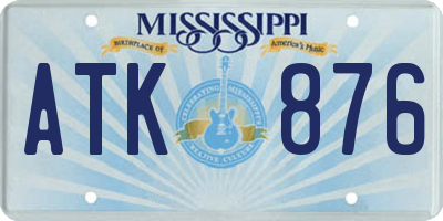 MS license plate ATK876