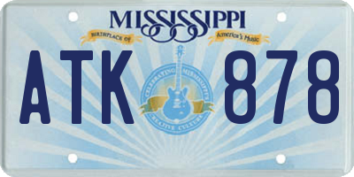 MS license plate ATK878