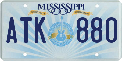 MS license plate ATK880