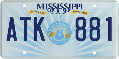 MS license plate ATK881