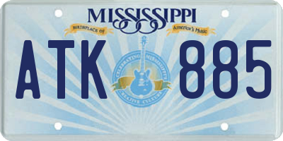 MS license plate ATK885