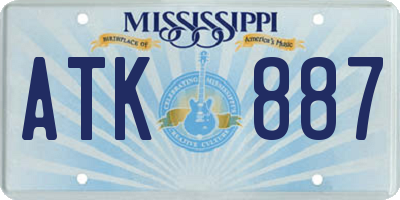MS license plate ATK887