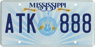 MS license plate ATK888