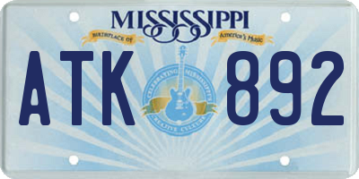 MS license plate ATK892