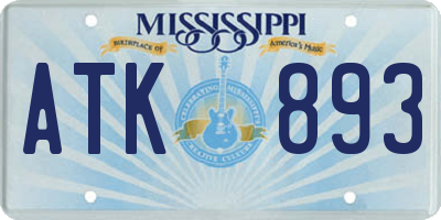 MS license plate ATK893