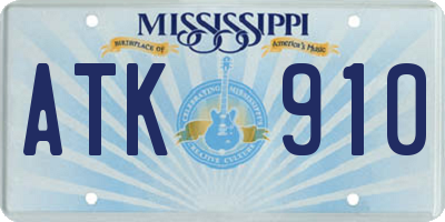 MS license plate ATK910