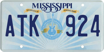MS license plate ATK924