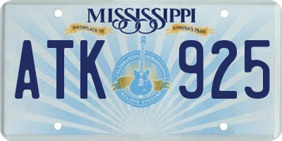 MS license plate ATK925