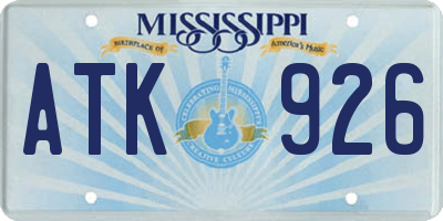 MS license plate ATK926