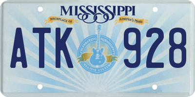 MS license plate ATK928