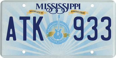 MS license plate ATK933