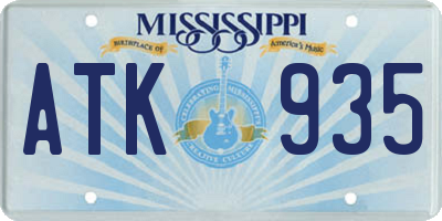 MS license plate ATK935