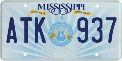 MS license plate ATK937