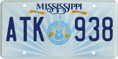MS license plate ATK938