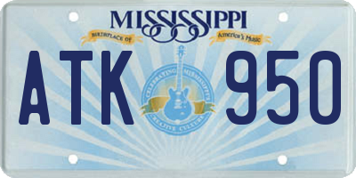 MS license plate ATK950