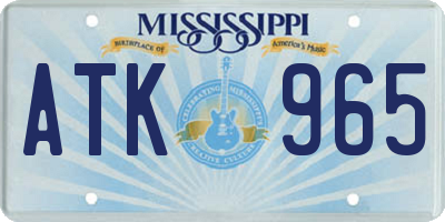 MS license plate ATK965