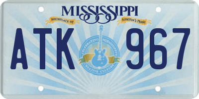 MS license plate ATK967
