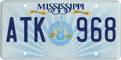 MS license plate ATK968