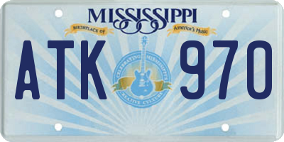 MS license plate ATK970