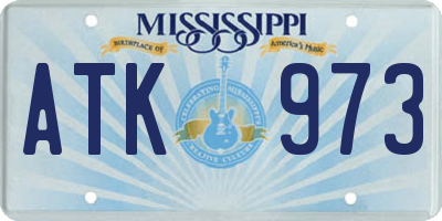 MS license plate ATK973