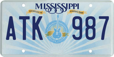 MS license plate ATK987