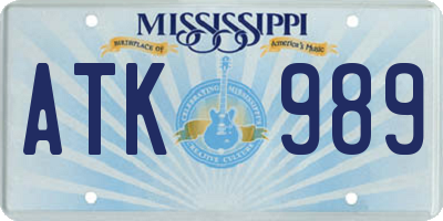MS license plate ATK989