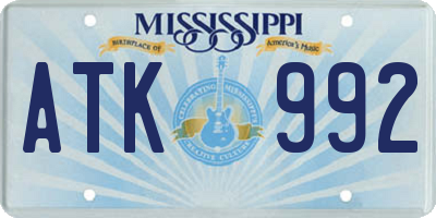 MS license plate ATK992