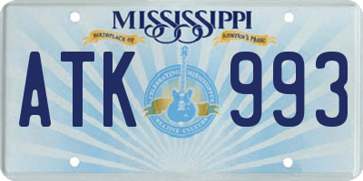 MS license plate ATK993
