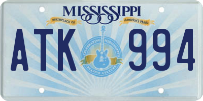 MS license plate ATK994