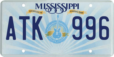 MS license plate ATK996
