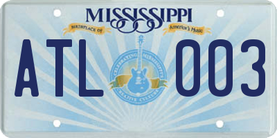 MS license plate ATL003