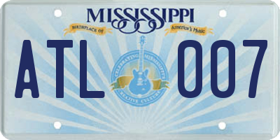 MS license plate ATL007