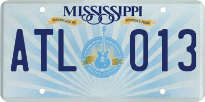 MS license plate ATL013