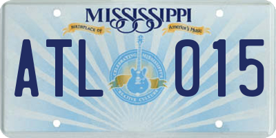 MS license plate ATL015