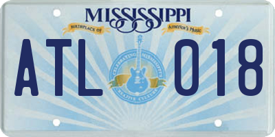 MS license plate ATL018