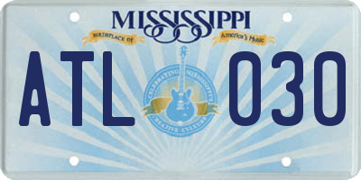 MS license plate ATL030