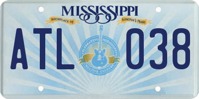 MS license plate ATL038