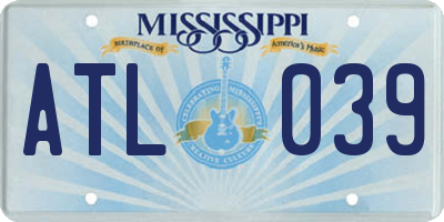 MS license plate ATL039