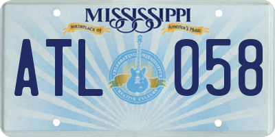 MS license plate ATL058