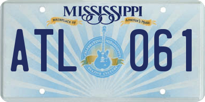 MS license plate ATL061