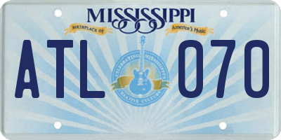 MS license plate ATL070
