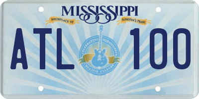 MS license plate ATL100