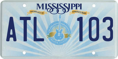 MS license plate ATL103