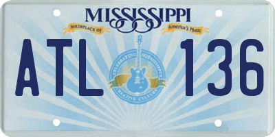 MS license plate ATL136
