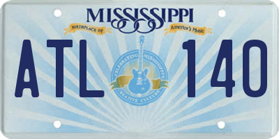 MS license plate ATL140
